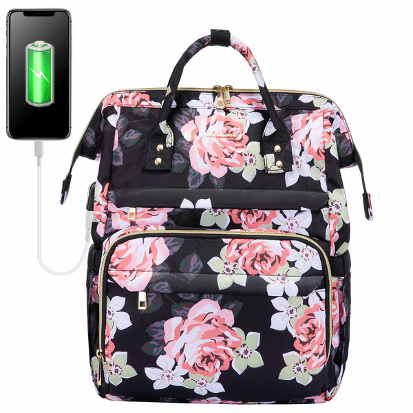 LOVEVOOK Laptop Backpack for Women, Floral Design, fit 15.6" Laptop - Lovevook