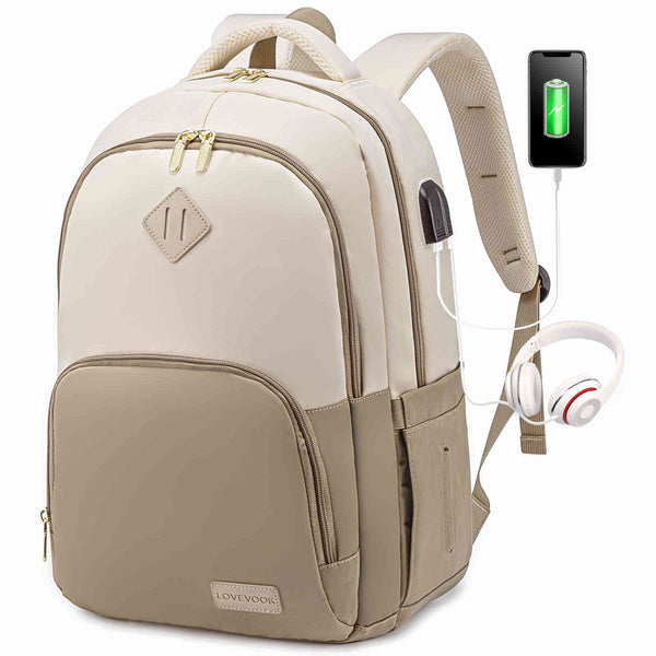 LOVEVOOK Laptop Backpack School Bag, with Earphone Port, Fit 14/15.6/17 inch