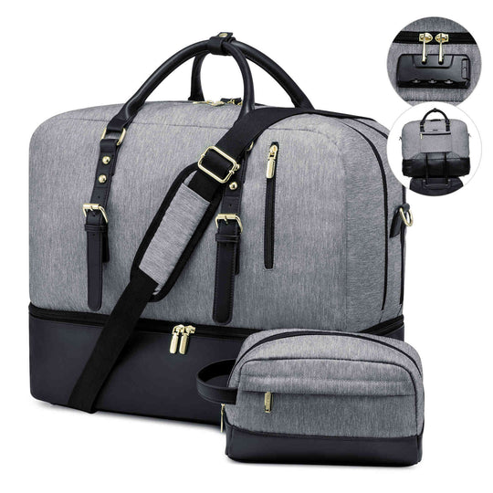 LOVEVOOK 2 Pcs Duffel Bag with Lock, with Shoes Compartment & Toiletry Bag, Fit 15.6 inch