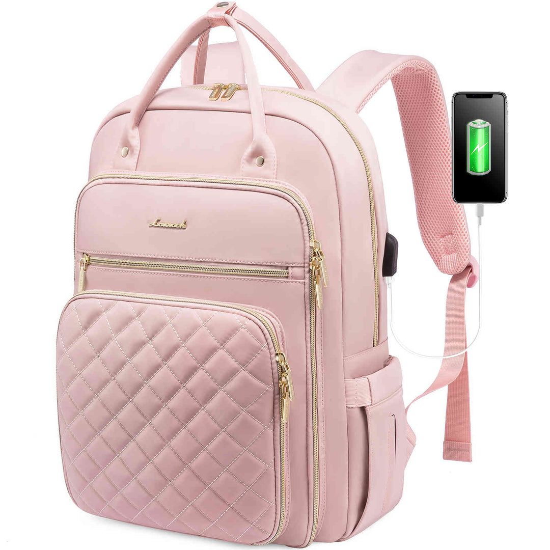 LOVEVOOK Laptop Backpack for Women, Quilted Design, Fit 15.6/17 inch - Lovevook