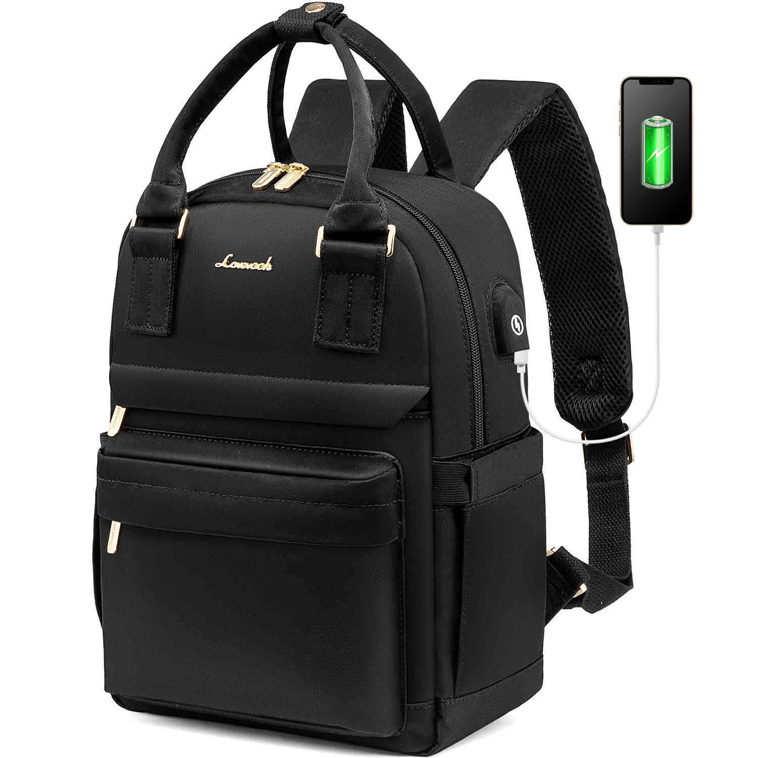 LOVEVOOK Mini School Backpack for Women Girls 11" Laptop Compatible Water-Resistant Polyester USB Port, Black LOVEVOOK Mini School Backpack for Women Girls 11" Laptop Compatible Water-Resistant Polyester USB Port, Black