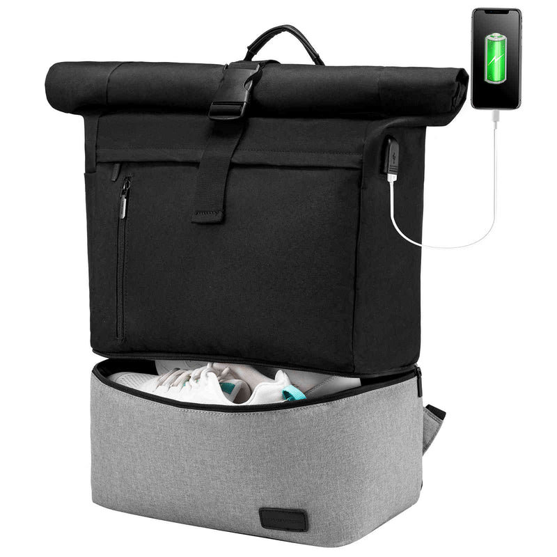 LOVEVOOK Rolltop backpack for men, separate waterproof pocket, Fit 17 inch - Lovevook